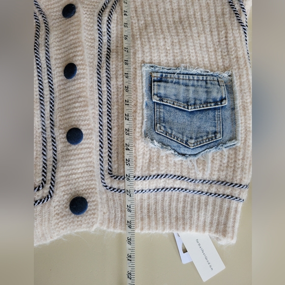 NWT COMMENSE Contrast Binding V-Neck Pocket Cardigan. Very Oversized! - Picture 8 of 10